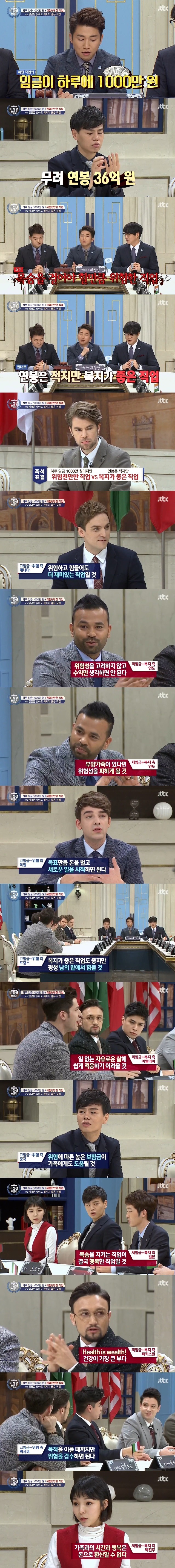하루 임금 1000만원 위험한 직업 vs 연봉 낮지만 복지 좋은 직업 | 인스티즈
