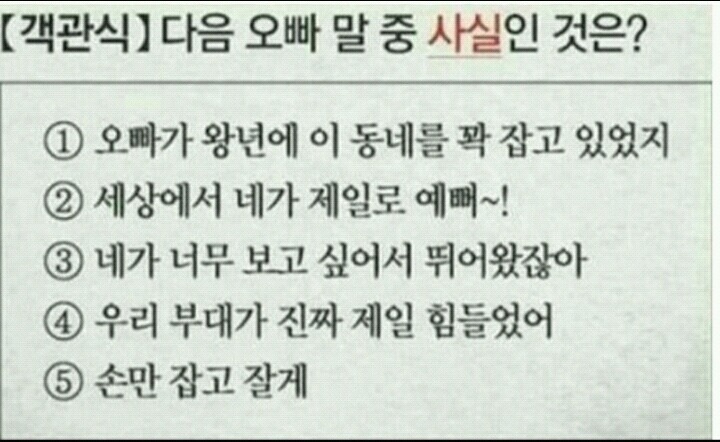 오빠 말 중 사실인 것은? | 인스티즈