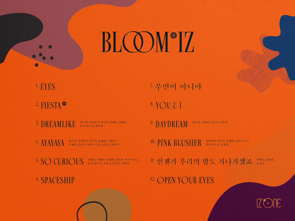 아이즈원 정규 1집 [BLOOM*IZ] 트랙리스트 공개 | 인스티즈
